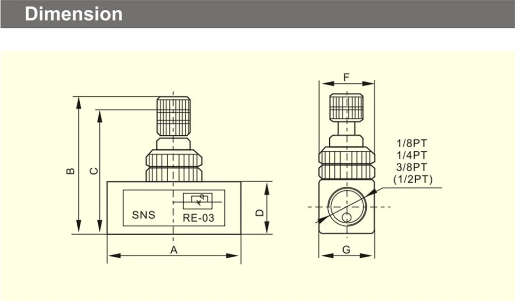 Re-03 General Pneumatic G3/8 Throttle Valve Speed Regulating Valve Solenoid Throttle Pneumatic Flow Control Valve